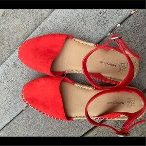 Time and Tru Red Ankle-Strap Espadrille Sandals